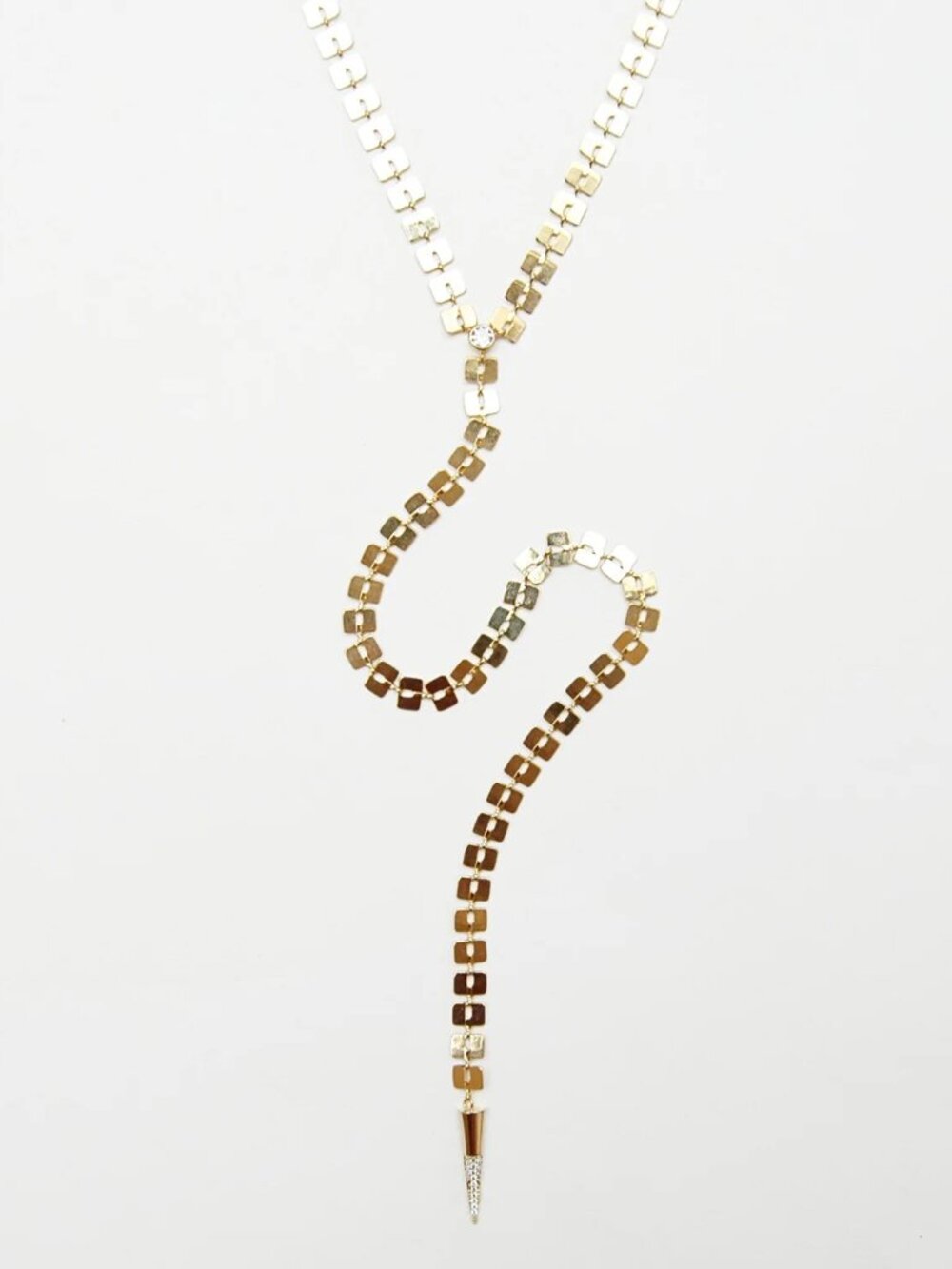 Lucky Star Spike Necklace CZ 14K Gold Plated Lariat